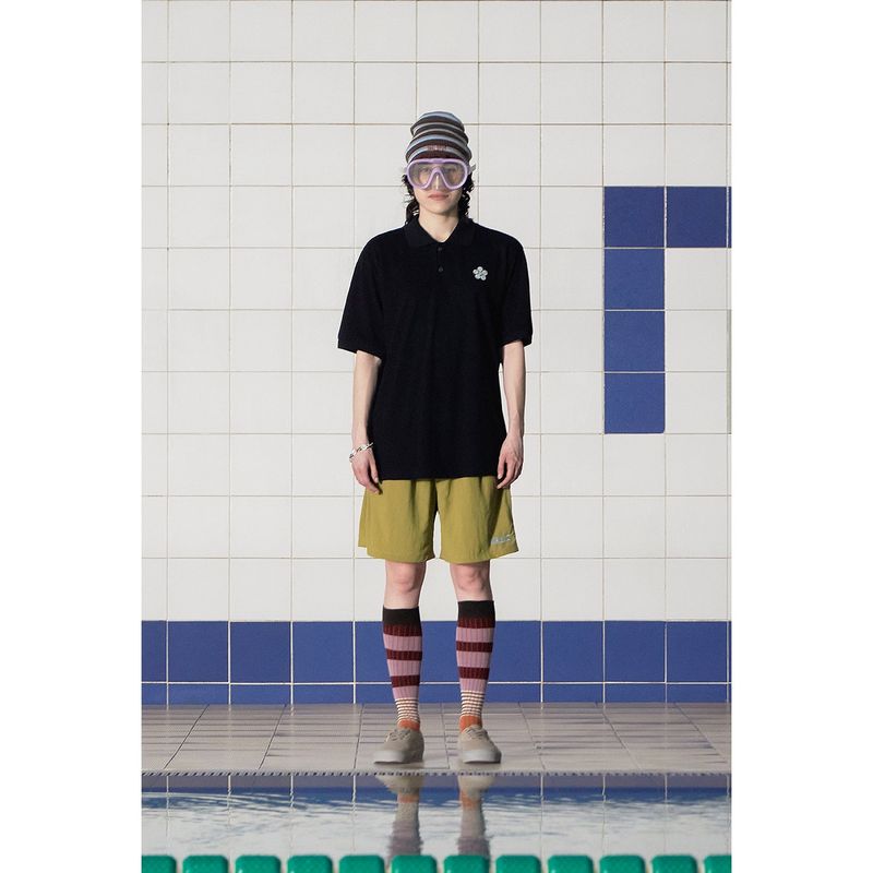 LOGO STRIPE BEANIE / BRICK