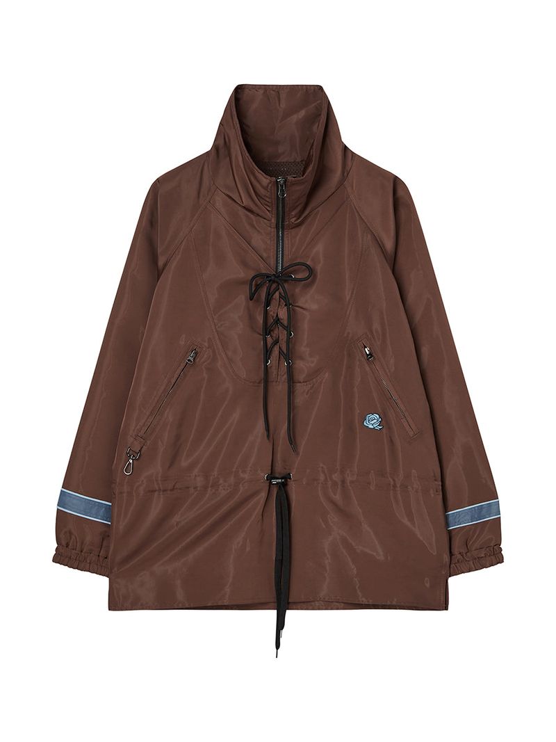 LACE UP ANORAK JACKET (BROWN)