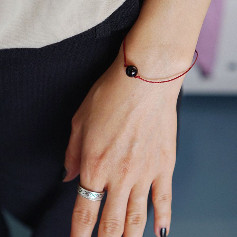 BLACK BALL ROPE BRACELET