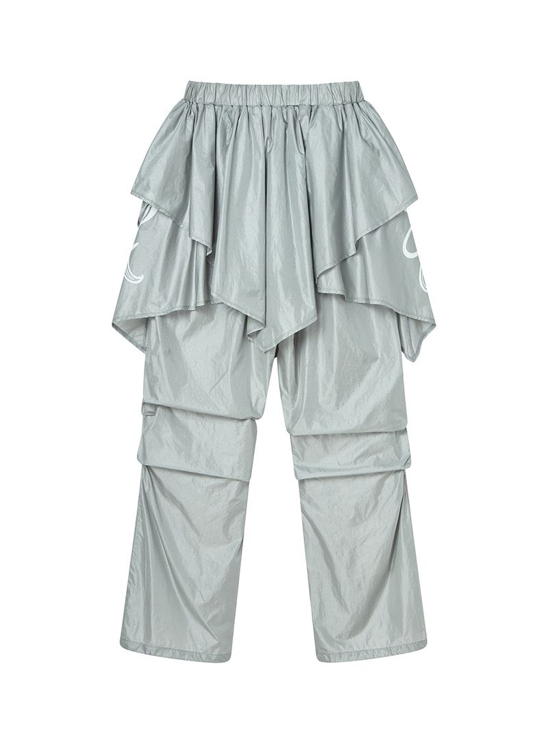 DRAPE LAYERED SKIRTPANTS (LIGHT GREY)