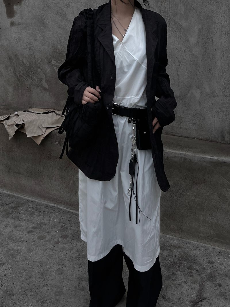 [unisex] ringkle pleated jacket