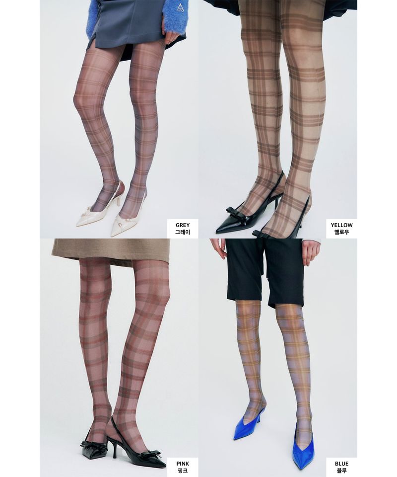 Plaid Check Stocking _ YELLOW