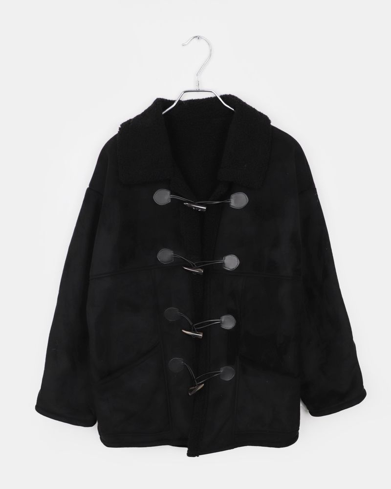 Ribin Shearling Toggle Midi Mustang Coat