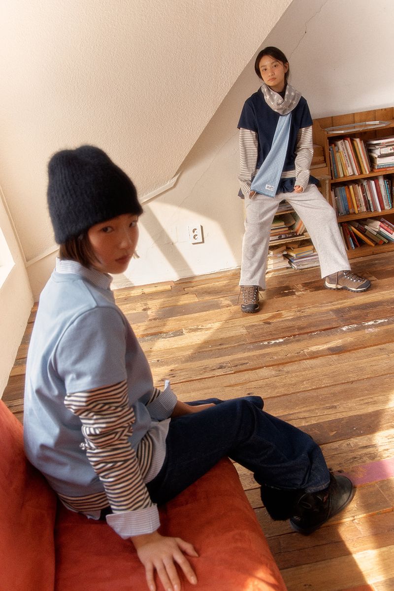LOGO LAYERED STRIPE TEE (DARK NAVY)