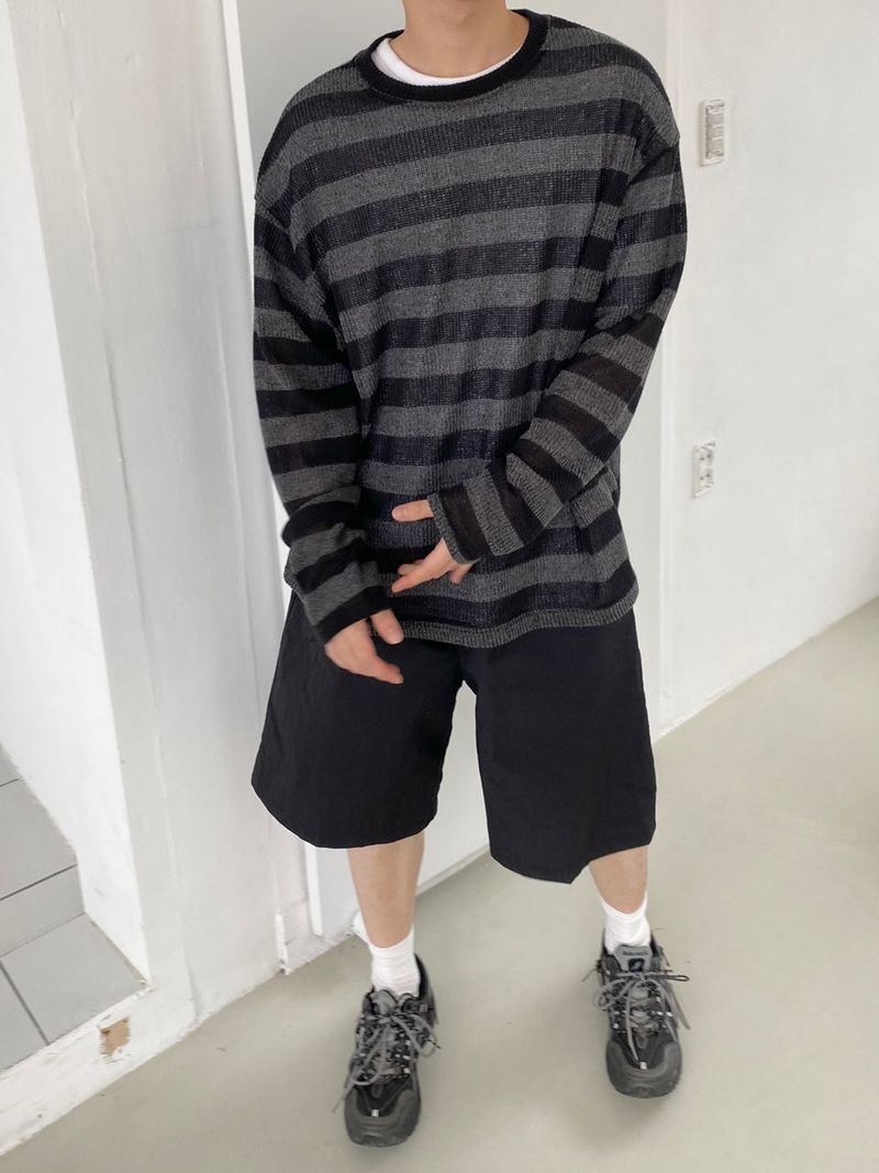 Nylon wide banding half pants 2C