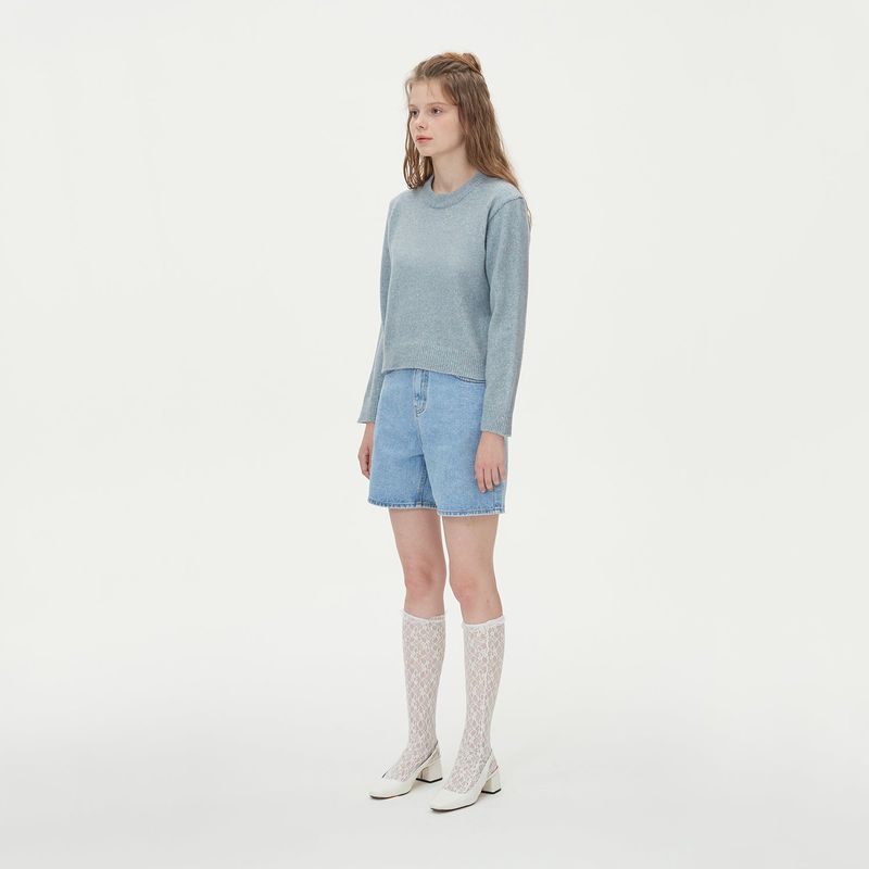 ROUND NECK WOOL KNIT_BLUE