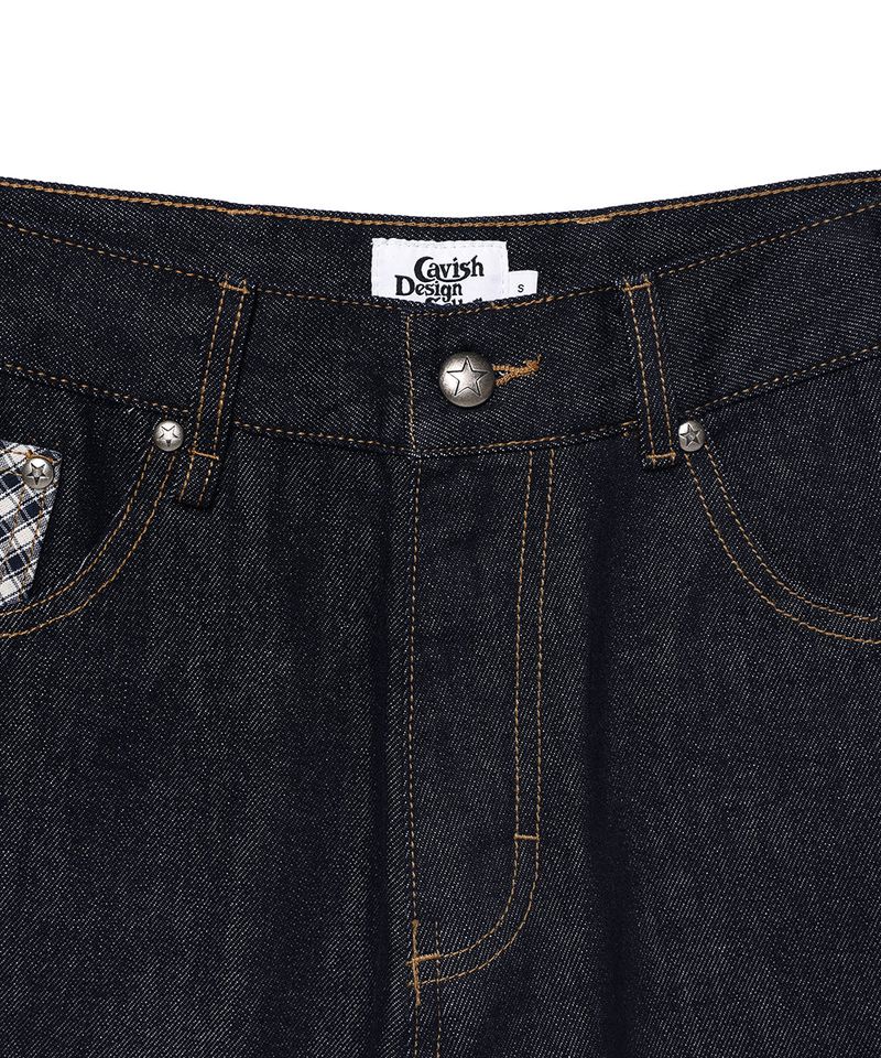 CHECK APPLIQUE DENIM PANTS BLUE(CV2GSFD111A)