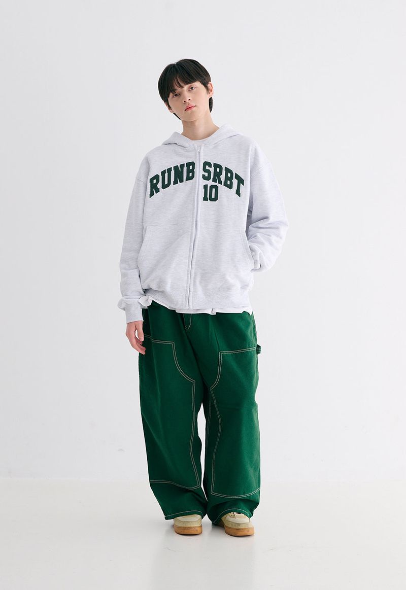 BSRABBIT(ビエスラビット)の「EMBROIDERY RUN BSRBT HOODIE ZIP-UP HEATHER GREY(Tops)」
