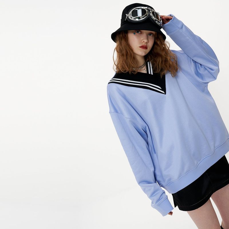 Overfit VV-neck Sweat Shirt [Violet]