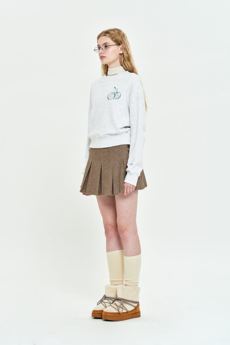MIDDLE CHERRY CROP SWEATSHIRT [MELANGE GRAY]