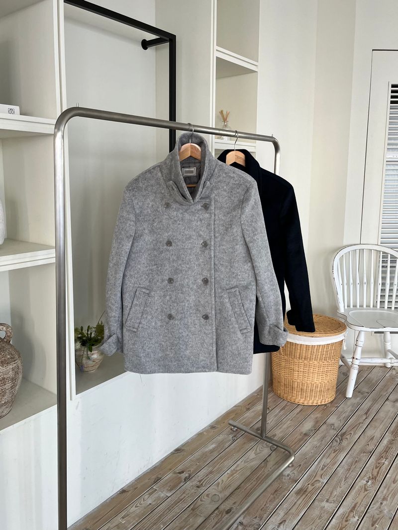 High-neck double coat (2 colors)