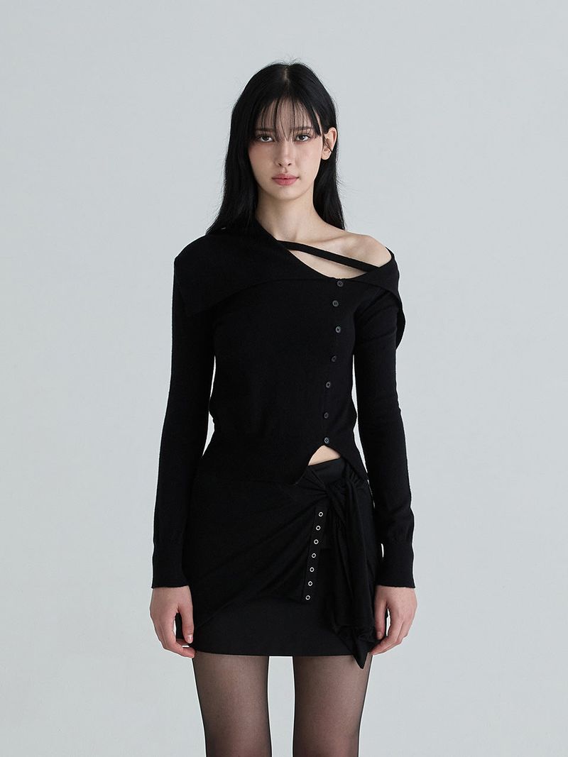 Not your rose（ノットユアローズ）の「Sailor strap knit (Black)（Tops）」