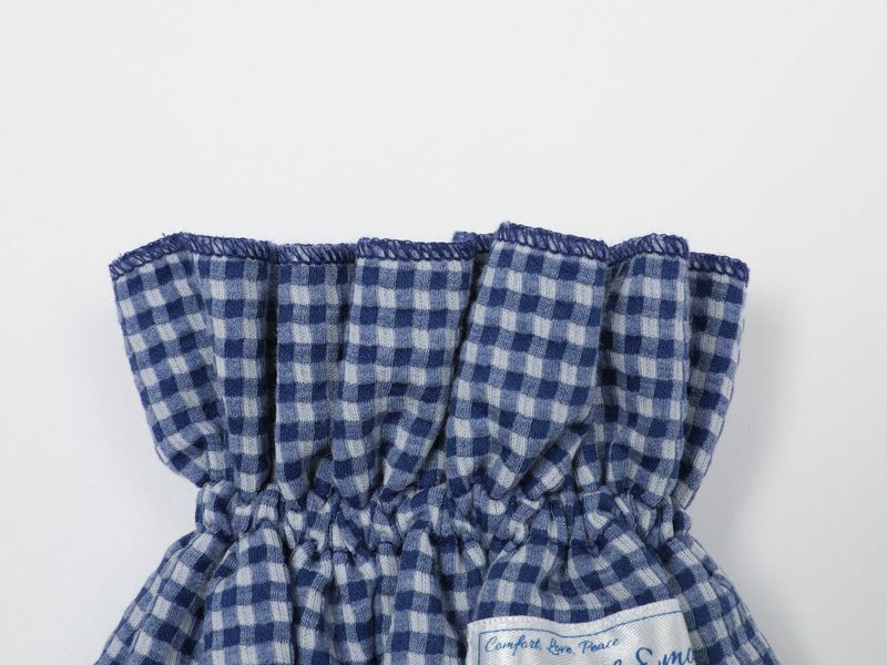 VINTAGE CHECK FRILL HAIR SCRUNCH (DARK BLUE)