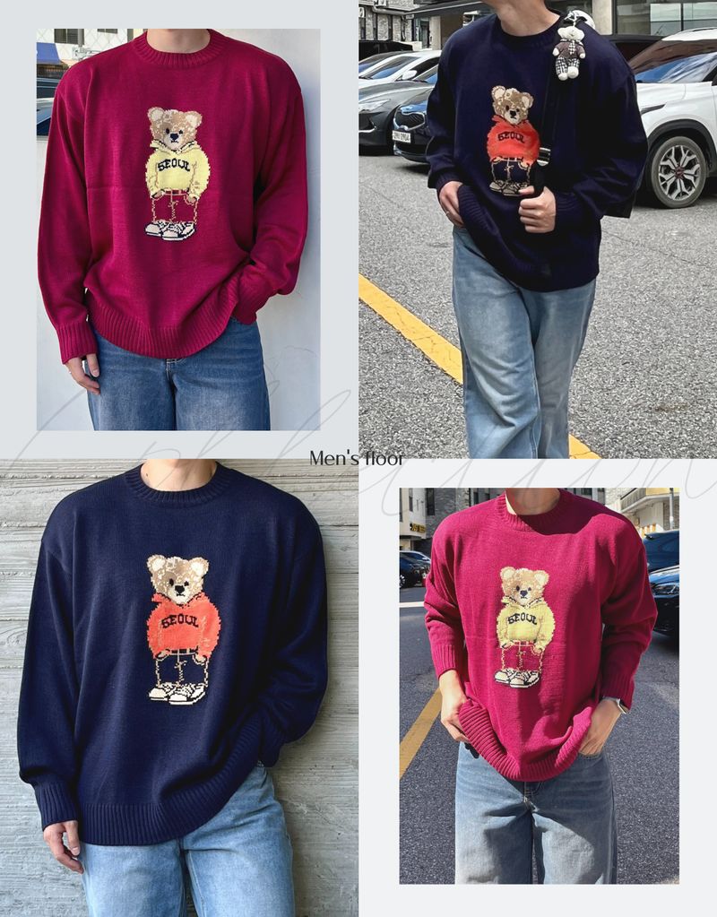 Unisex bear round knitwear