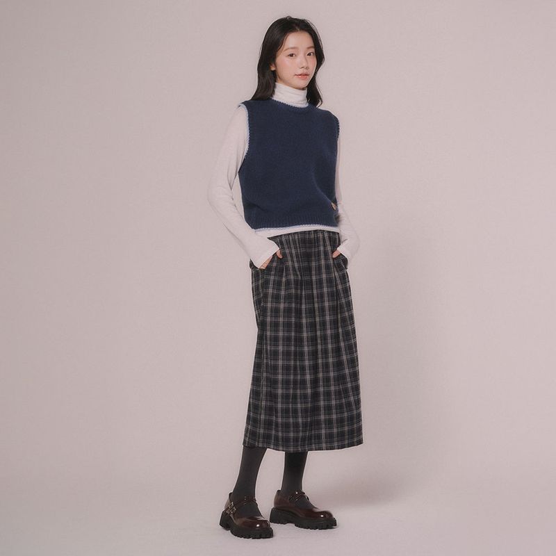 mellotory(メロートリー)の「CHECK H-LINE SKIRT (Black)(Skirts)」