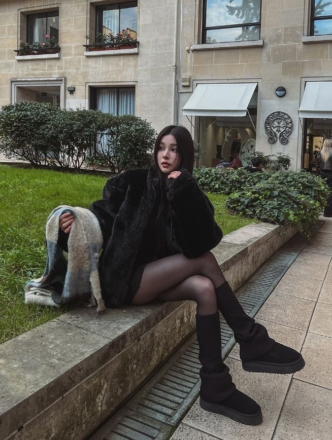 [PREMIUM/MADE] Oblique two-way fur jacket
