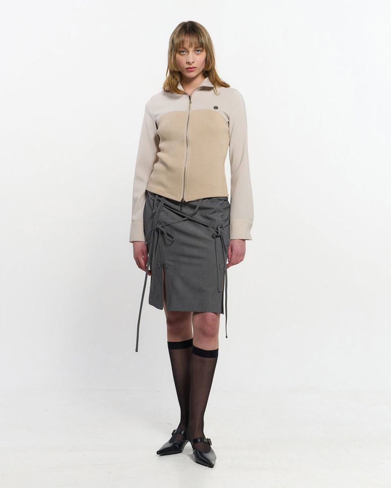 Ribbed Slim Zip-up _ IVORY