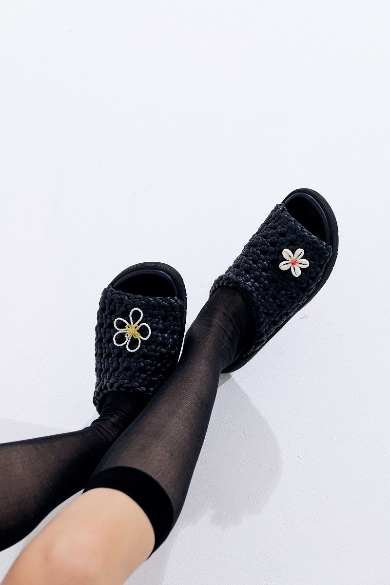 Small Beads Flower Shoes-Charm