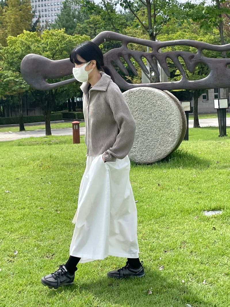 Turtleneck knitwear zip-up