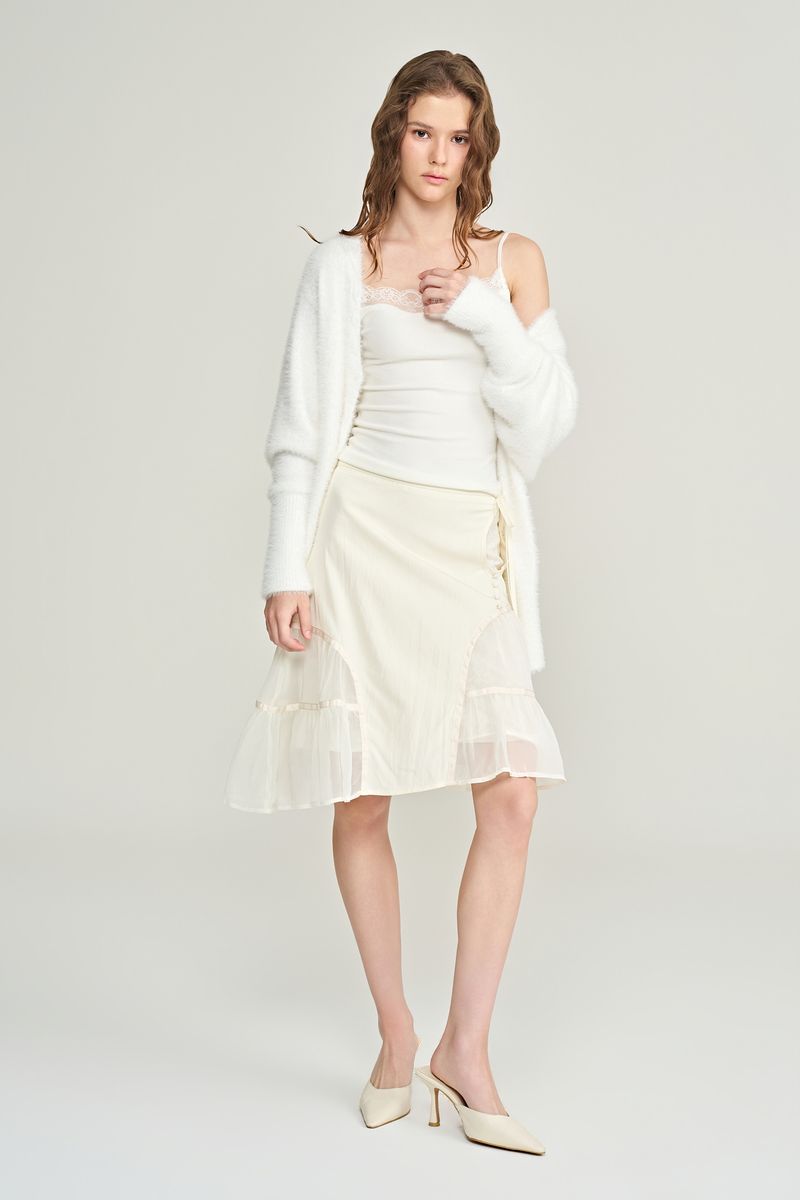 Rose terrace ruffle skirt, Ivory