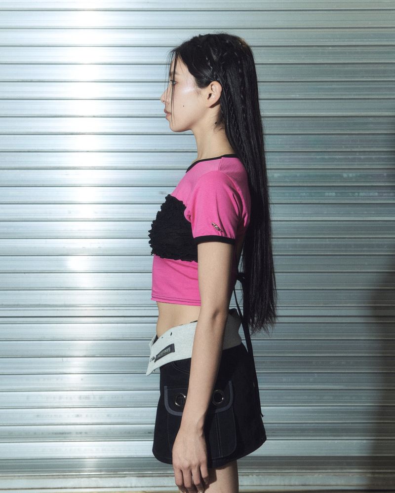 lace linger tee - pink