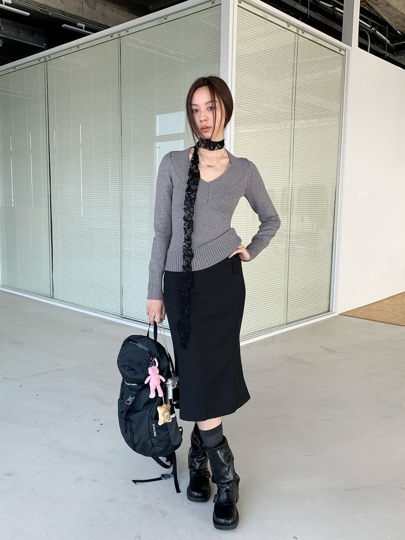 slit line midi skirt