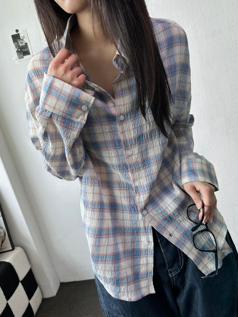 CCORTTI（コルッティ）の「Ani Sheer Check Oversized Shirt 3color（Tops）」