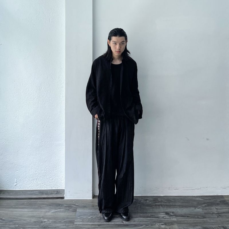 Deep Black Vertical Texture Shirt