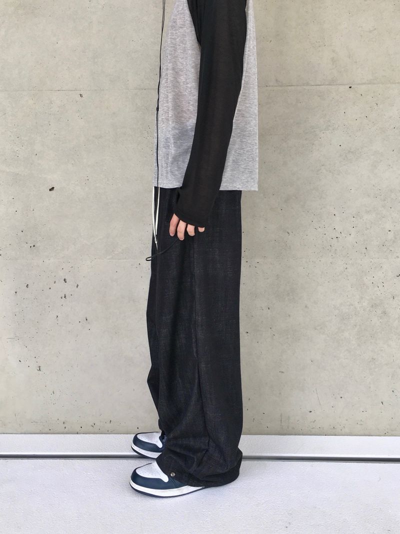 Snap Non-Fade Denim string Wide Pants 2C