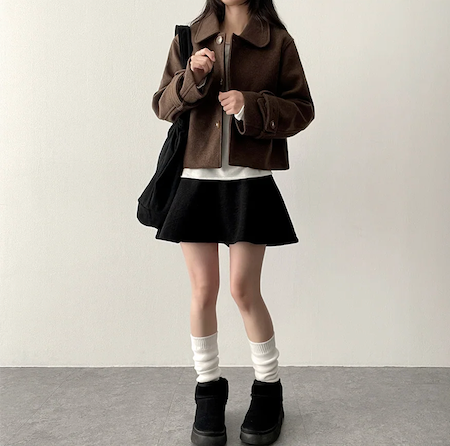 Lorton Wool Pin Tuck Flared Miniskirt