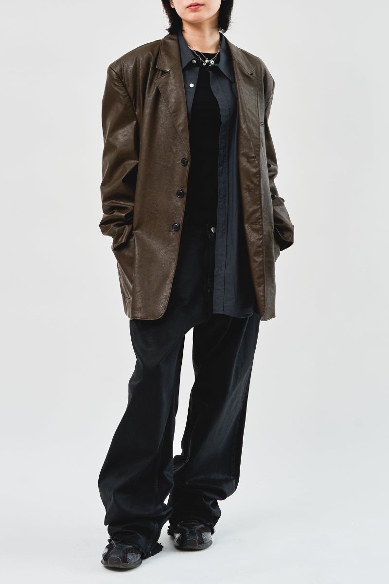 Over Single Leather Jacket (3color)