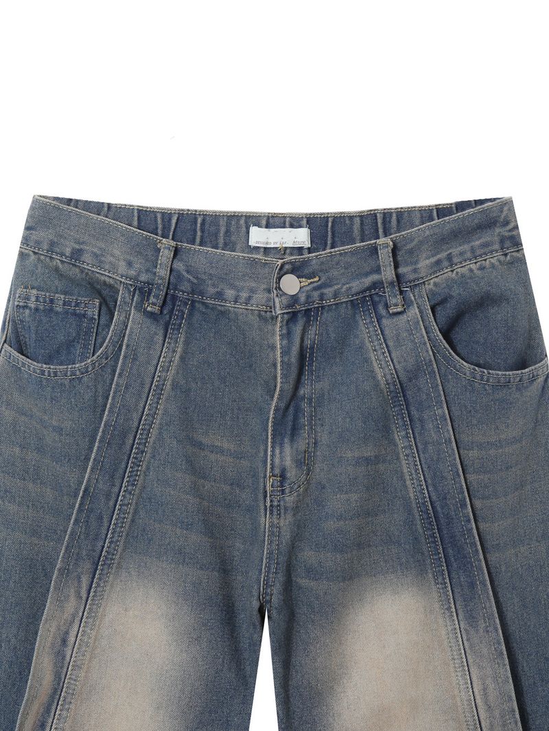 Wave-washed incision wide denim(2colors)