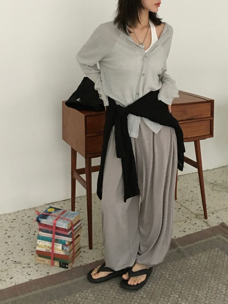 Obi linen ribbed round cardigan (4c)
