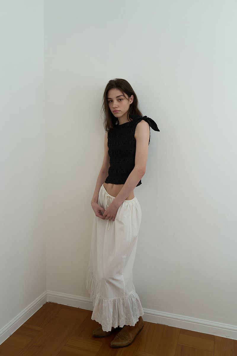 Smoke shirring blouse_black