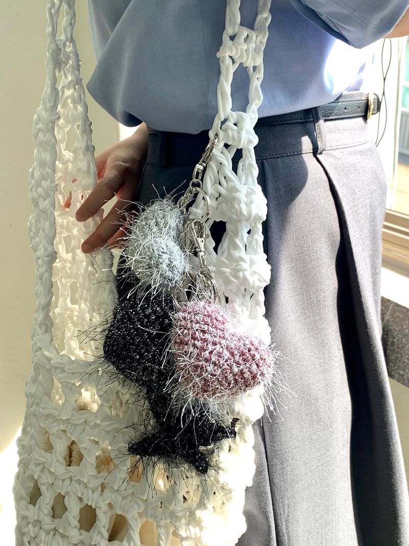 cupid heart keyring (fluffy silver)