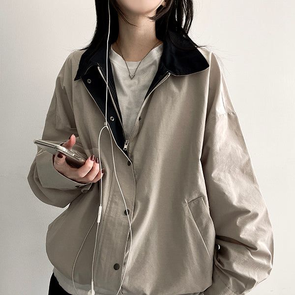 Mackle Boxy Color Collar Jacket