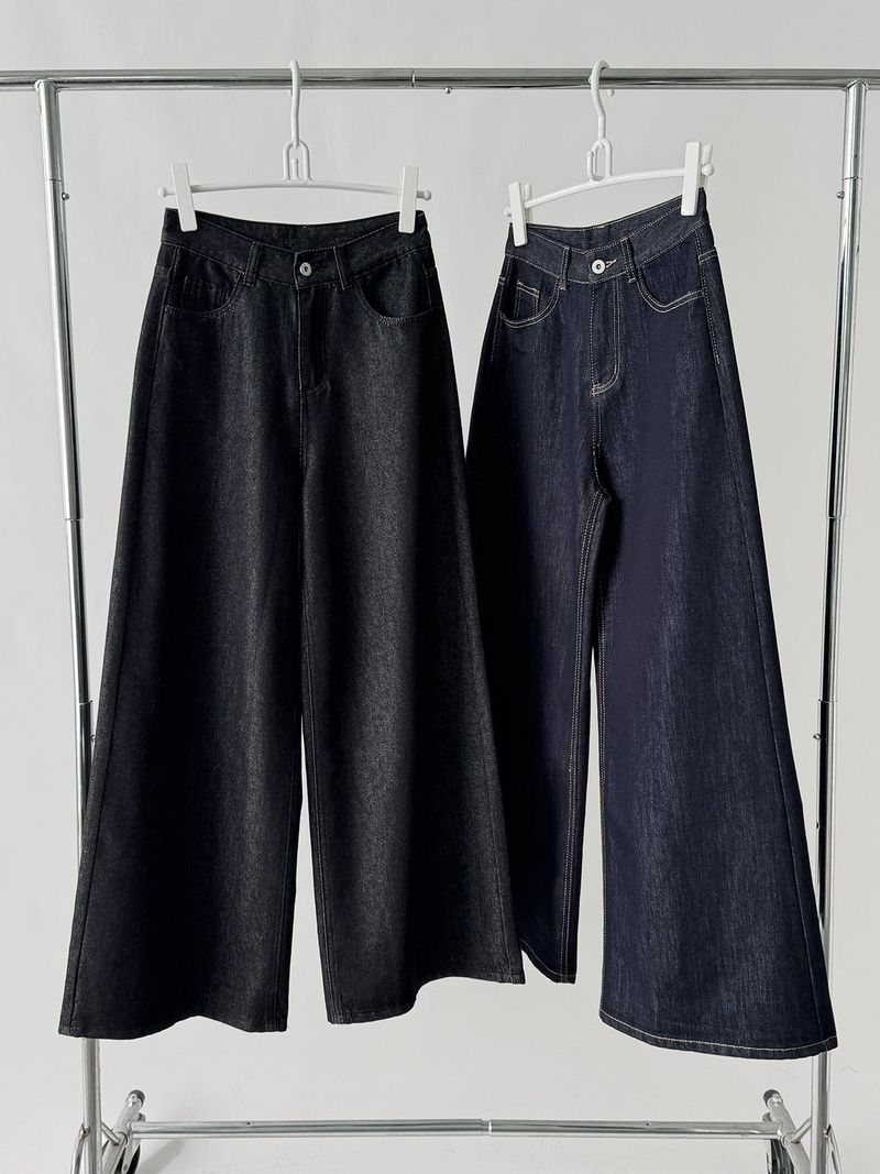 Deep green denim pants