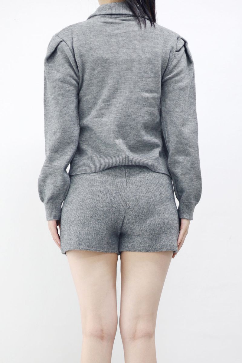 Deep Collar Knit + Pants Set