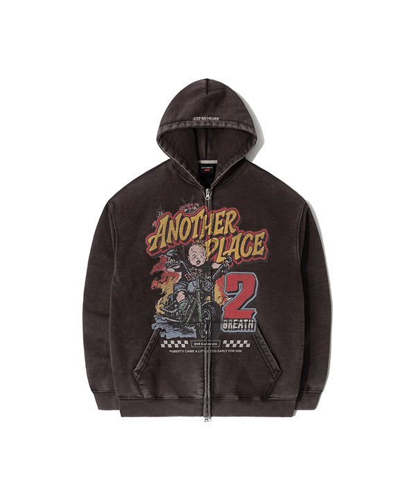 RG Another Place Washed Zip-up Hoodie (Black)
