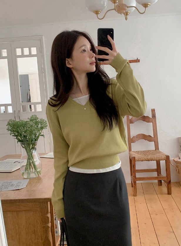 FM Daily Basic V-neck Knit (10color)