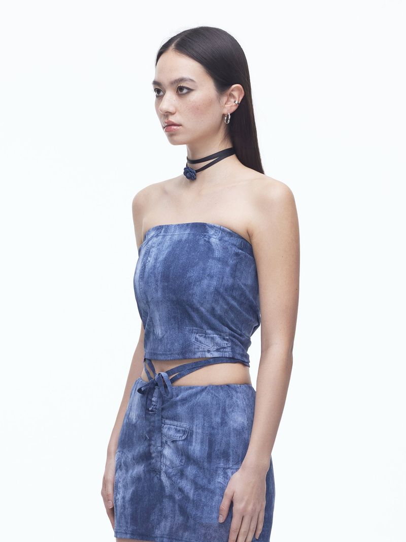 DILETTANTISME(ディレッタンティズム)の「Denim Mesh Top (BL)(Tops)」