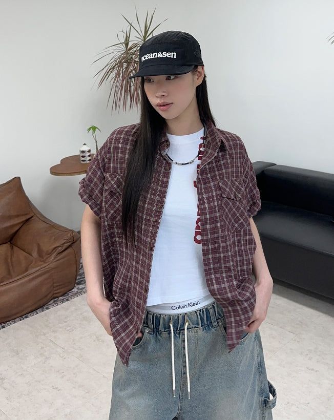 SATIIIZ（サティーズ）の「Cron two-pocket check shirt（Tops）」