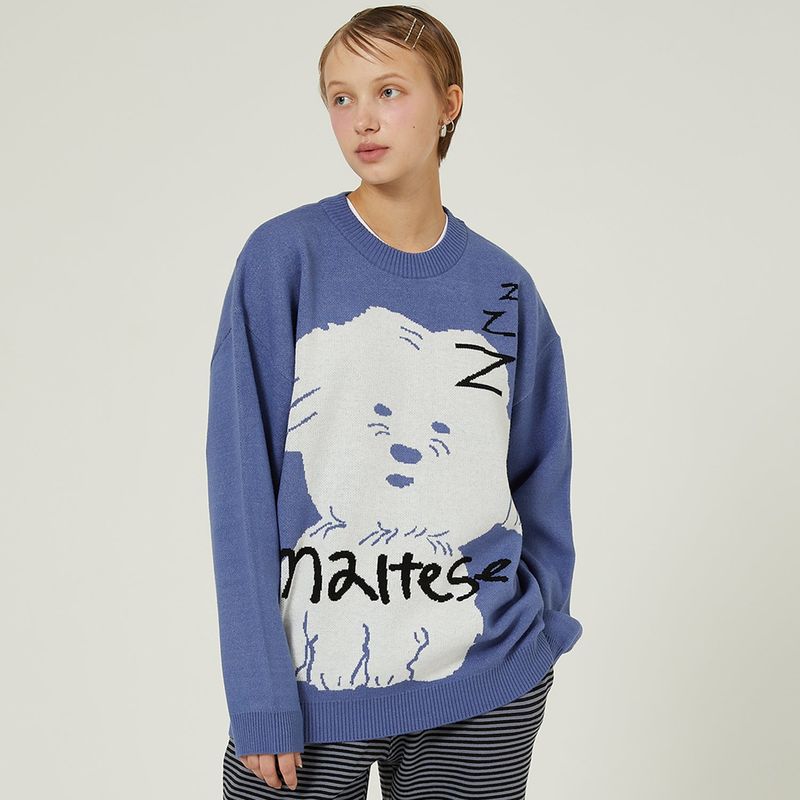 WaiKei(ワイケイ)の「Sleeping maltese graphic knit(Tops)」