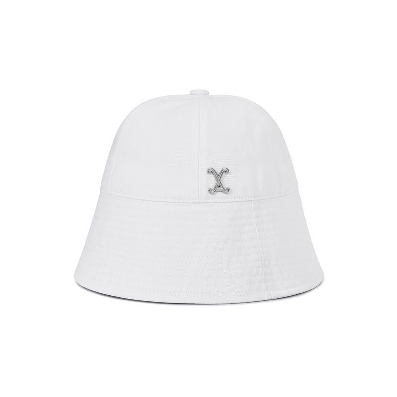 VA Curved Stud Round Drop Bucket Hat / White