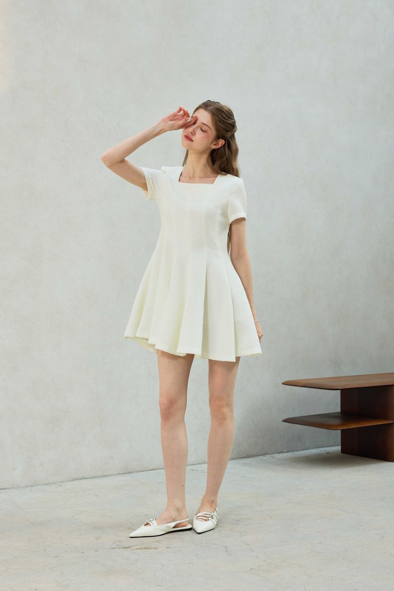 LANI TWEED DRESS / WHITE