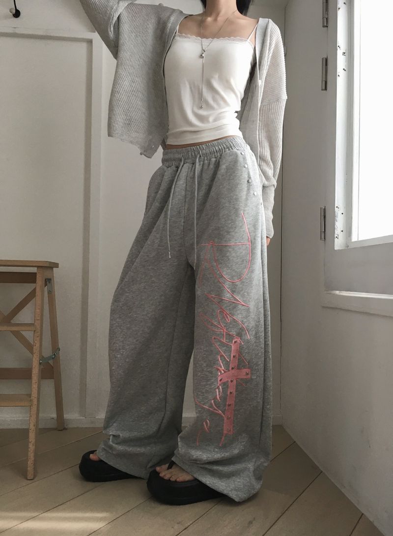 Pink Cross Banding Long Pants