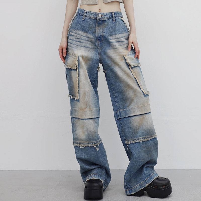 (Unisex) Bison Cargo Wide Denim
