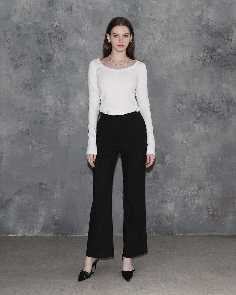 Metal Triclipse Semi Bootcut Slacks Black