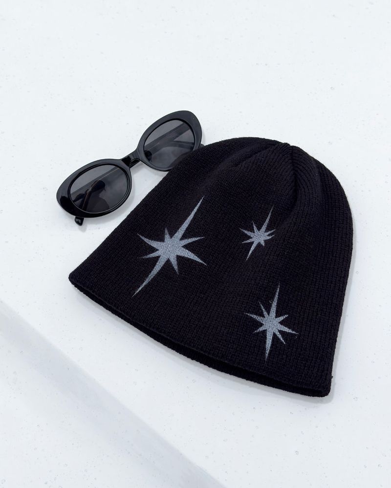 Y2K Star Logo Embroidered Short Beanie