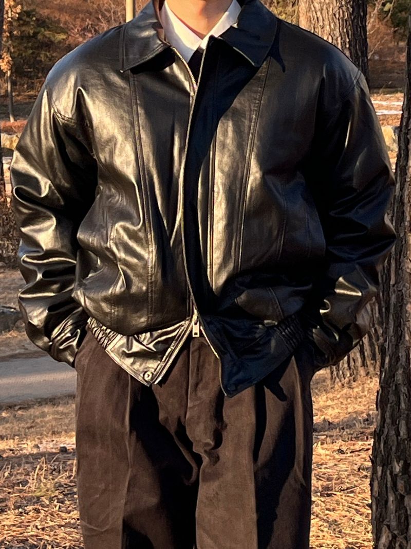 Woolly Curved Leather Jacket